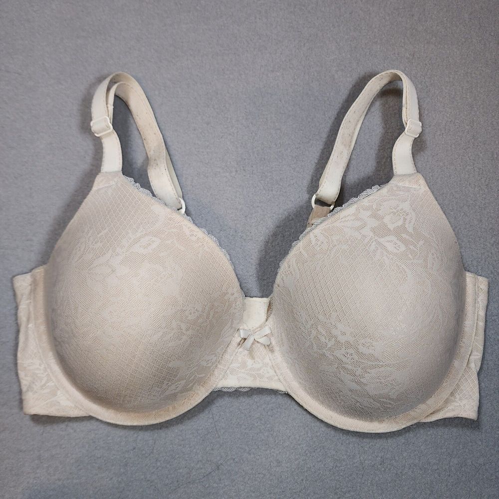 Maidenform Comfort Devotion Bra 34DD‎ Beige Lace Full Coverage Underwire 09404